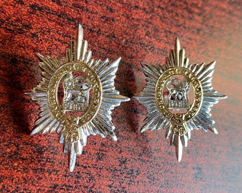 WOCESTERSHIRE REGT. BI/METAL COLLAR BADGE PAIR-WORN 1925-66