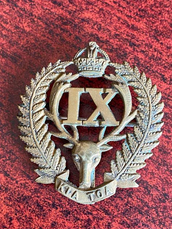 9TH (WELLINGTON EAST COAST RIFLES) REGT. OF THE NEW ZEALAND ARMY- CAP BADGE