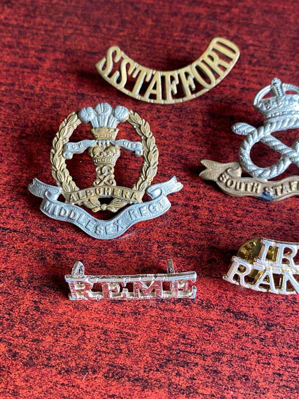 BRITISH BADGES AND TITLES-MIXED LOT OF 8- SOLD TOGETHER