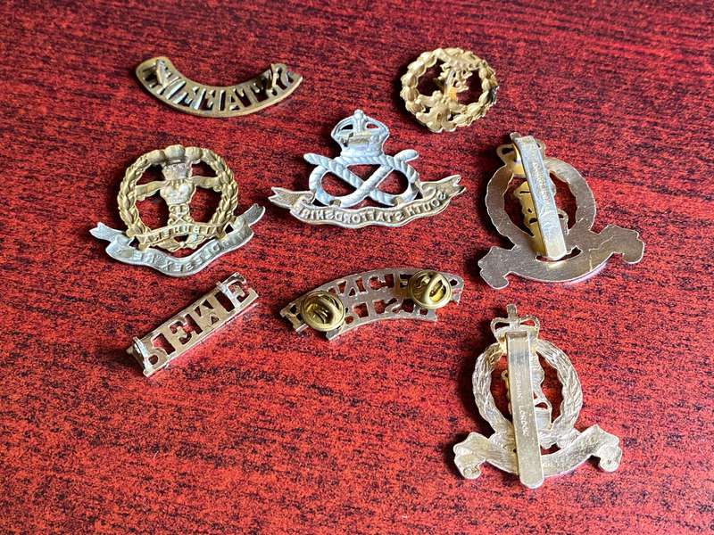 BRITISH BADGES AND TITLES-MIXED LOT OF 8- SOLD TOGETHER