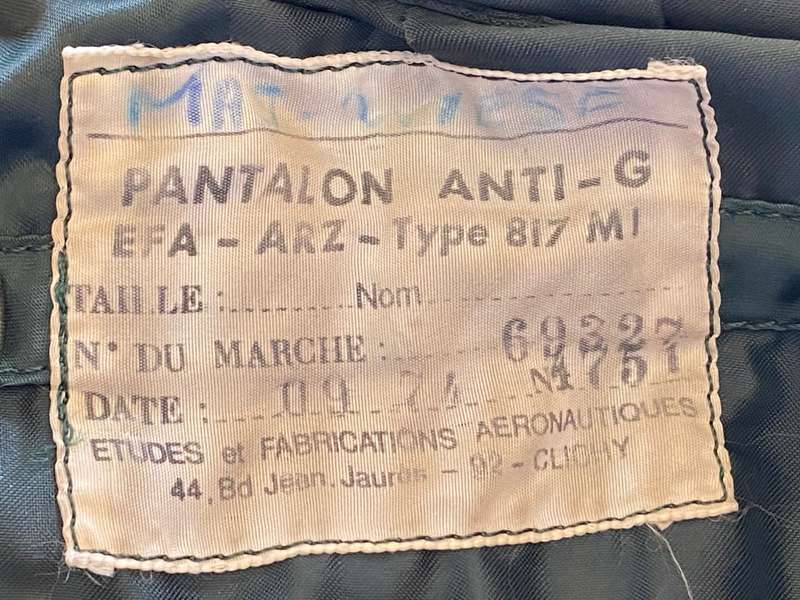 SAAF MIRAGE G SUIT DATED 1974-GOOD CONDITION- NAME IN IT LOOKS LIKE MATHIESE