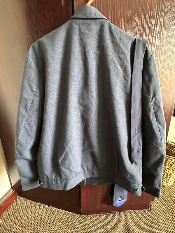 SAAF UNIFORM,TROUSERS (SIZE 32 ,PIPE LENGTH 72 CM) JACKET SIZE SMALL-MEASURES 50CM ARMPIT TO ARMPIT-