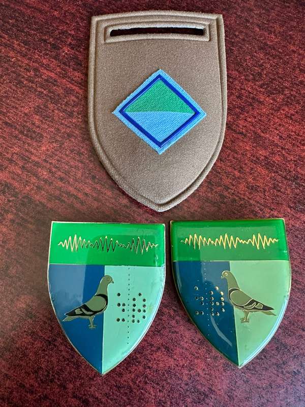 2 SIGNAL REGT. FLASH PAIR AND ONE COY TUPPER-SOLD TOGETHER- ONE PIN MISSING-PINS REPLACED ON ONE FLA