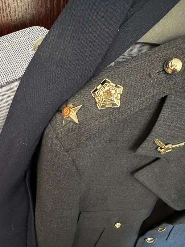 SAAF UNIFORM-TUNIC,SHIRT AND TIE,TUNIC + SHIRT-LABELLED AND DATED 1970'S-TUNIC A SIZE MEDIUM-MEASURE