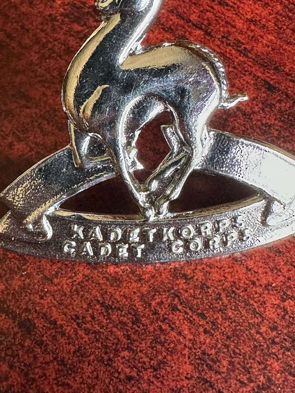SA SCHOOL CADETS CAP AND COLLARS-PINS + LUGS INTACT
