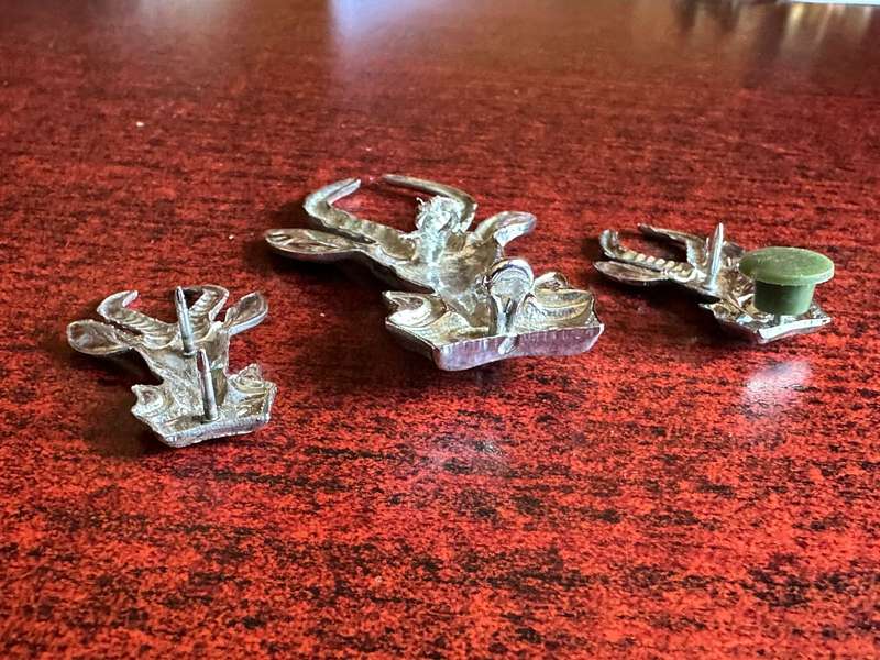 SA INFANTRY CORPS,CHROMED CAP AND COLLARS-WORN POST 1976-LUGS + PINS COMPLETE