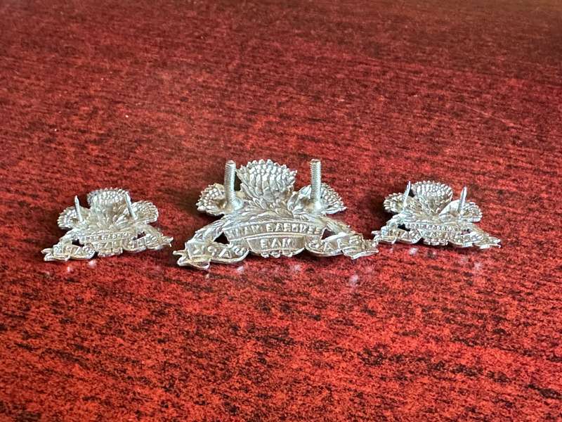 SA ARMOURED CORPS CHROME,CAP AND COLLARS-WORN 1976-1996-LUGS + PINS INTACT