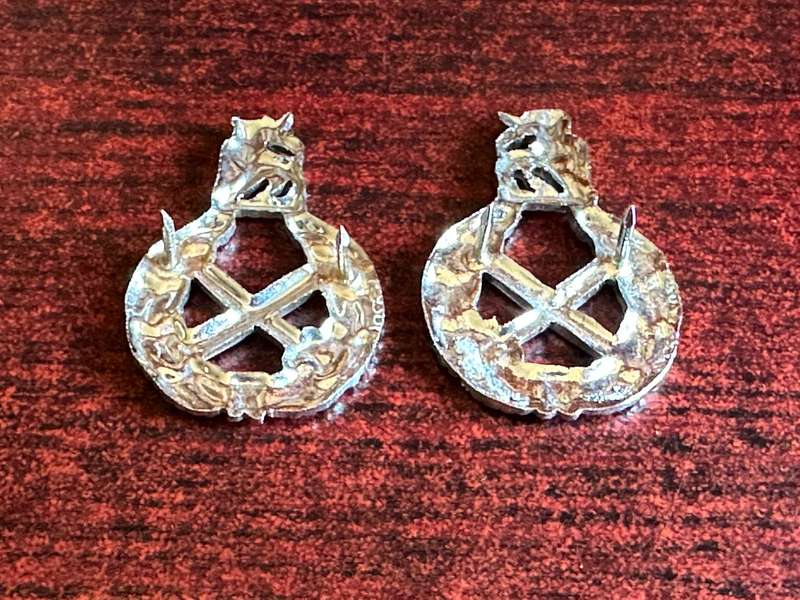 GENERAL OFFICERS,CHROME COLLAR BADGE PAIR-MESS DRESS-PINS INTACT