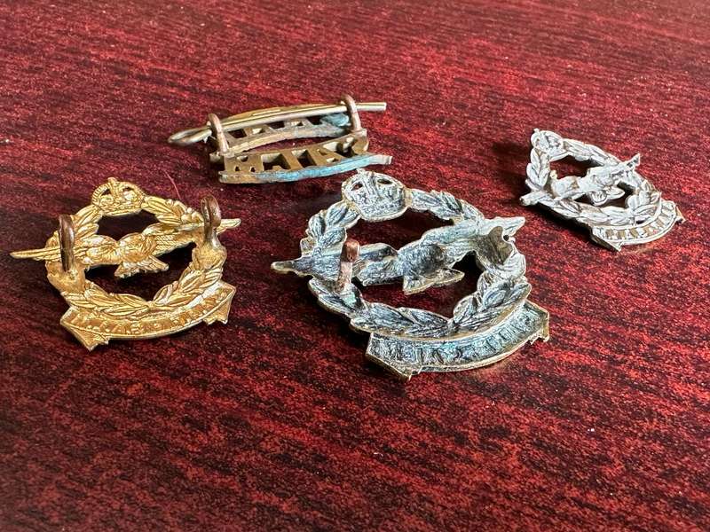 SAAF GILDING METAL CAP COLLARS + TITLE-WORN 1926-1959-PLEASE LOOK AT PICS FOR CONDITION OF LUGS
