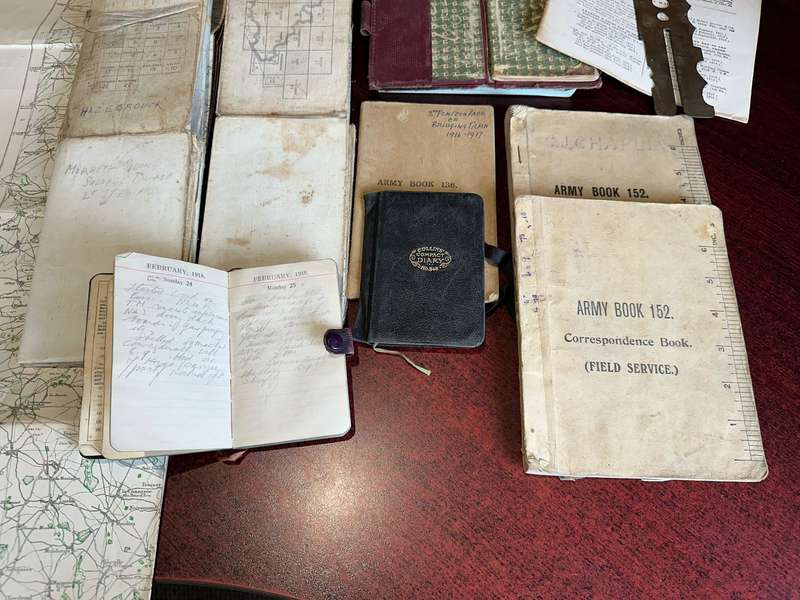 LARGE AND UNIQUE COLLECTION OF WW1 DOCUMENTS AND PERSONNEL MANUSCRIPT, WAR DIARY 1914-18 OF LT. COL