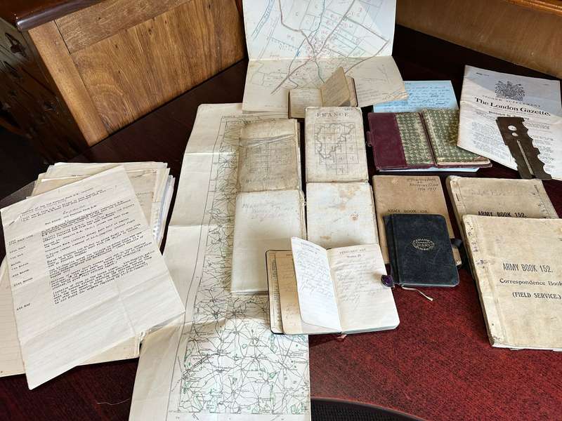 LARGE AND UNIQUE COLLECTION OF WW1 DOCUMENTS AND PERSONNEL MANUSCRIPT, WAR DIARY 1914-18 OF LT. COL