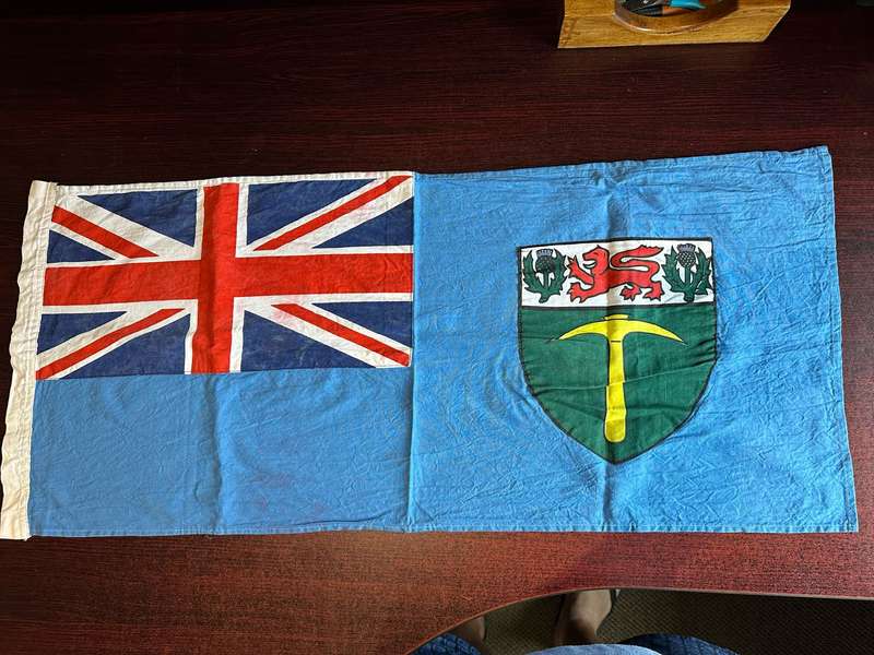 Small Rhodesian Flag circa 1964-1968 - Stitched Silk - One Sided - Measures 88x38 cm