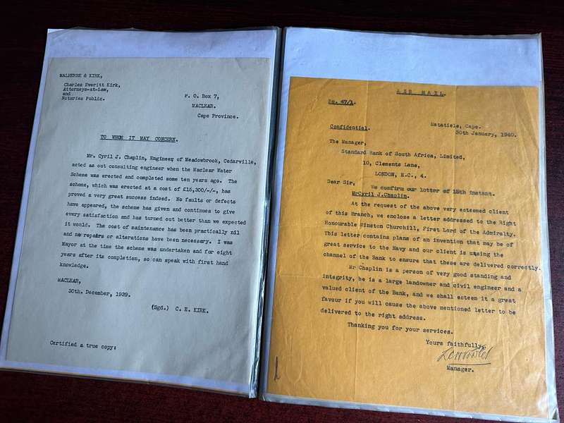 A FILE WITH ALL SORTS OF ORIGINAL WW2 + UNION PERIOD DOCS OF LT. COL. C.J. CHAPLIN M.C. ,ROYAL ENGIN