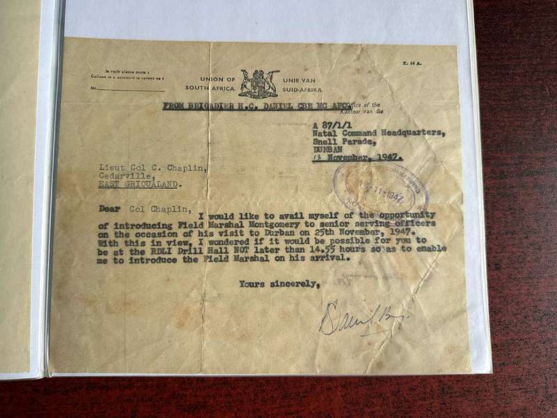 A FILE WITH ALL SORTS OF ORIGINAL WW2 + UNION PERIOD DOCS OF LT. COL. C.J. CHAPLIN M.C. ,ROYAL ENGIN