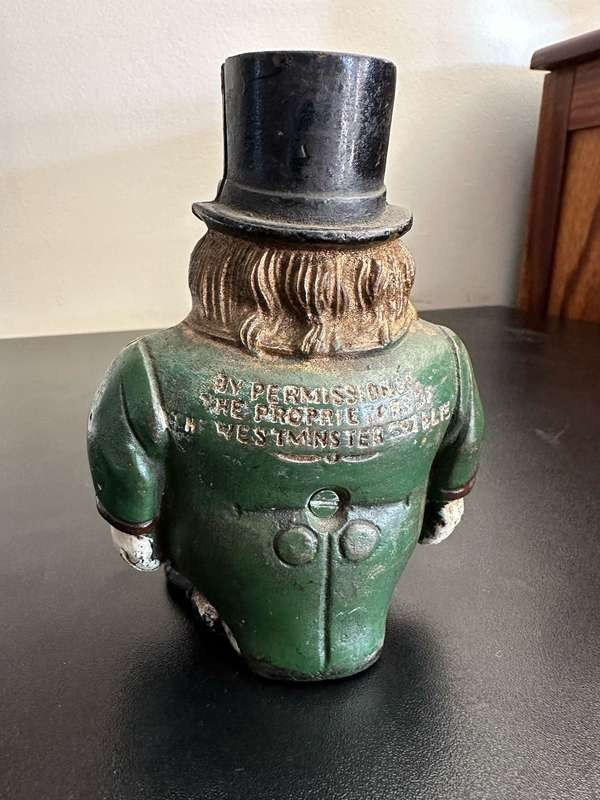 BOER WAR CARICATURE MONEY BOX DEPICTING PRESIDENT KRUGER-CAST IRON MONEY BOX-GOOD CONDITION