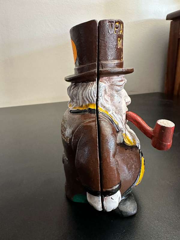 BOER WAR CARICATURE MONEY BOX DEPICTING PRESIDENT KRUGER-CAST IRON- GOOD CONDITION