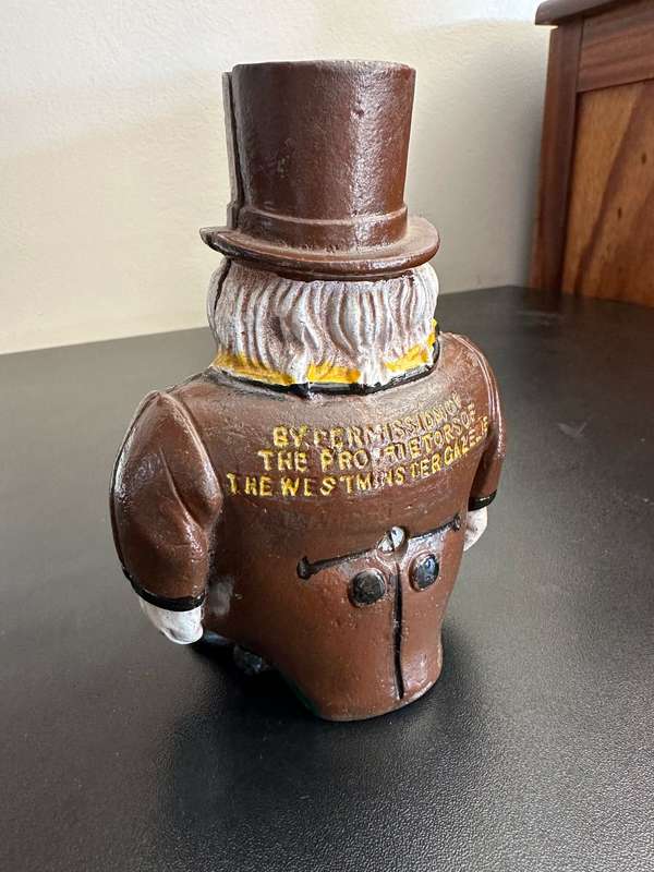 BOER WAR CARICATURE MONEY BOX DEPICTING PRESIDENT KRUGER-CAST IRON- GOOD CONDITION