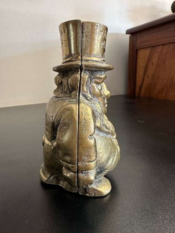 BOER WAR CARICATURE MONEY BOX DEPICTING PRESIDENT KRUGER-SOLID BRASS-GOOD CONDITION-MADE IN ENGLAND