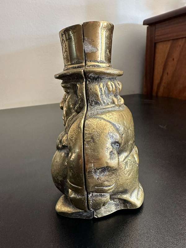 BOER WAR CARICATURE MONEY BOX DEPICTING PRESIDENT KRUGER-SOLID BRASS-GOOD CONDITION-MADE IN ENGLAND