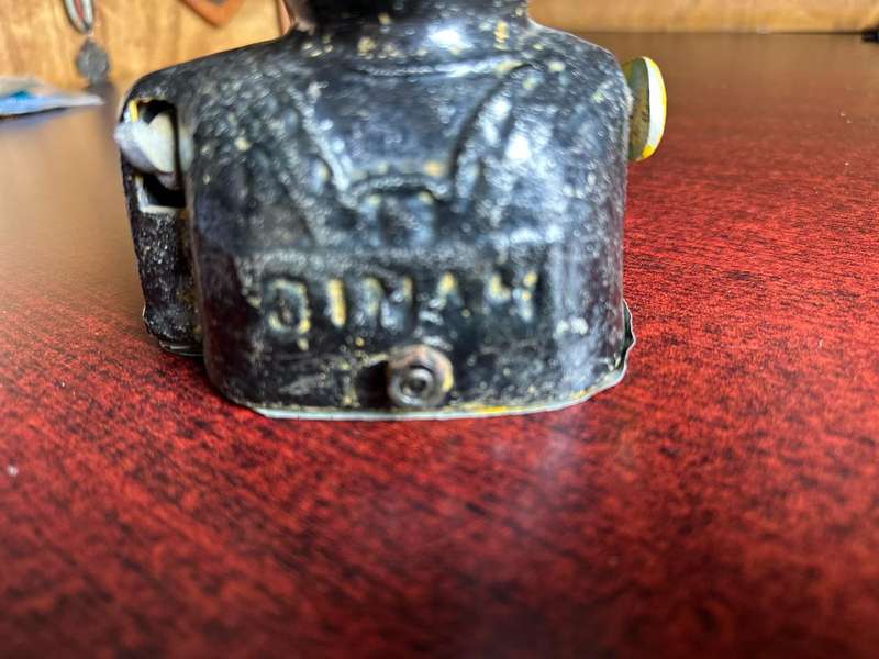 ANTIQUE,RARE AND COLLECTABLE POLYCHROME HAND PAINTED "DINAH" NOVELTY MECHANICAL MONEY BOX-HEIGHT 16,