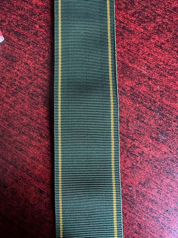 FULL SIZE SADF GOOD SERVICE MEDAL-BRONZE-COMMANDO-RIBBON-1975-1986 (10 YEARS)SOLD IN LENGTHS OF 15CM