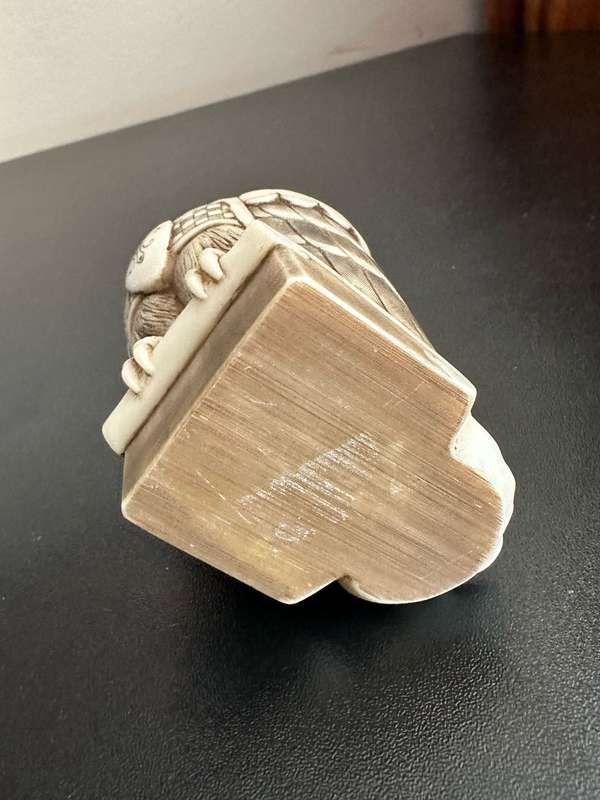 JOHN BICCARD,CRUSHED MARBLE PROF. OWL SCULPTURE 110MM-GOOD CONDITION