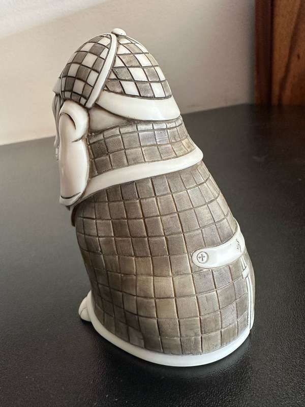 JOHN BICCARD,CRUSHED MARBLE ,SHERLOCK HOUND SCULPTURE 110MM-GOOD CONDITION