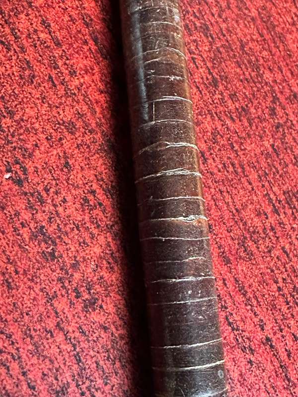 WW1 PERIOD,OFFICERS BRASS AND LEATHER SWAGGER STICK-OVERALL LENGTH 57CM-BELONGED TO LT. COL. C.J. CH