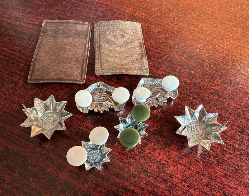 SADF OFFICERS CHROME RANK BADGES- PINS COMPLETE-WORN 1970'S-1996