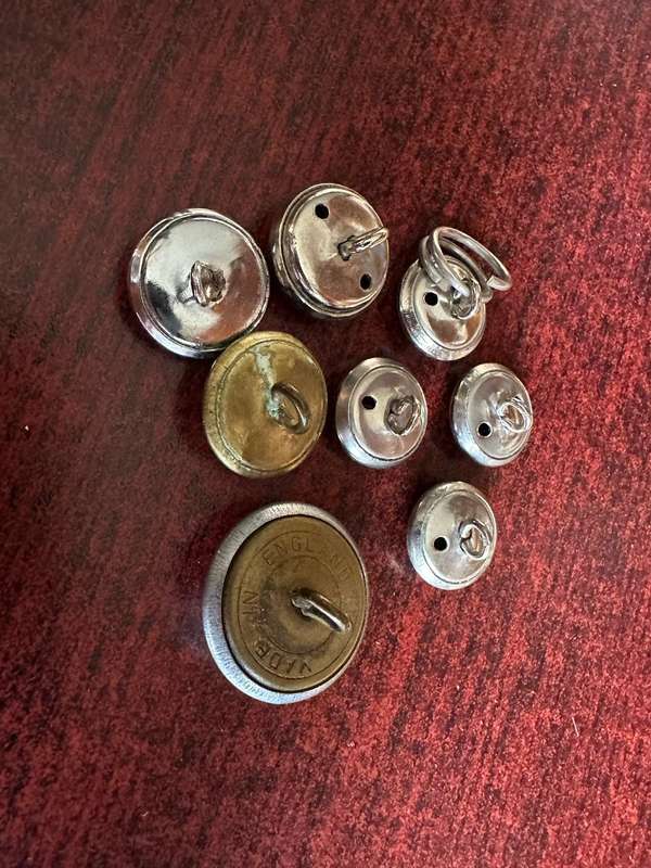 NATAL MOUNTED RIFLES (NMR) TUNIC BUTTONS- 1X BRASS- 7 X CHROME