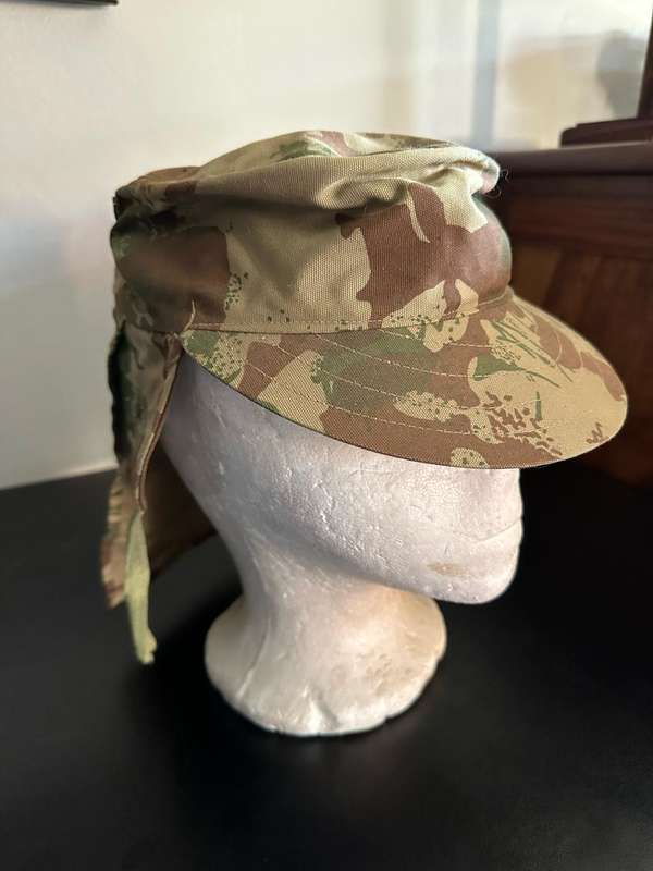 POLICE SPECIAL TASK FORCE FLAP CAP-2ND PATTERN CAMO-SIZE 52-GOOD CONDITION-PRESS STUDS NEEDS TO BE R