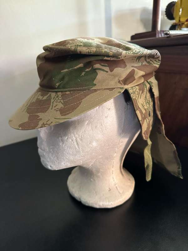 POLICE SPECIAL TASK FORCE FLAP CAP-2ND PATTERN CAMO-SIZE 52-GOOD CONDITION-PRESS STUDS NEEDS TO BE R