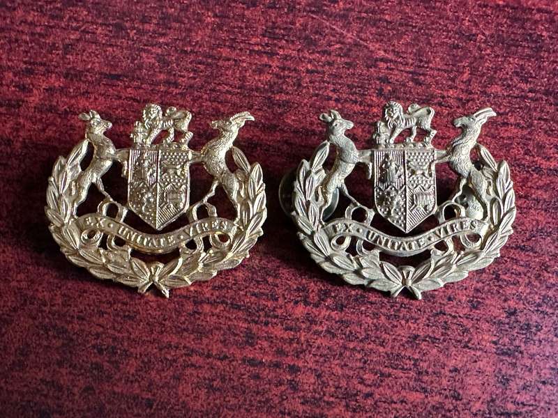 SA GARRISON SERGEANT MAJOR IN BRASS,RANK PAIR-WORN 1920'S-1950'S-PINS COMPLETE