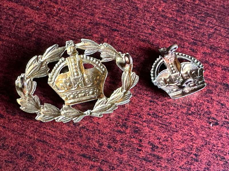 SA ARMY RANK BADGES FOR COMPANY SERGEANT MAJOR (CROWN) 1912-1950'S AND SERGEANT MAJOR CLASS 2 1920'S