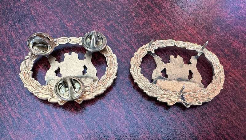 WO1 ARM RANK BADGES PAIR-PINS INTACT