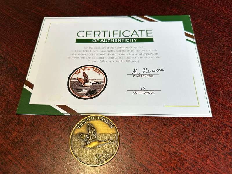 LT. COL. HOARE CHALLENGE COIN NO 18 OF ONLY 100 MADE WITH CERTIFICATE OF AUTHENTICITY (ORIGINAL SIGN