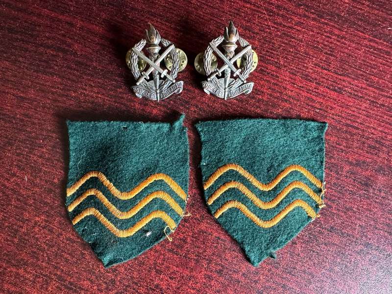 REGIMENT BLOEMSPRUIT,VERY SCARCE SHOULDER FLASH-SOLD WITH COLLAR BADGE PAIR-WORN FROM 1966