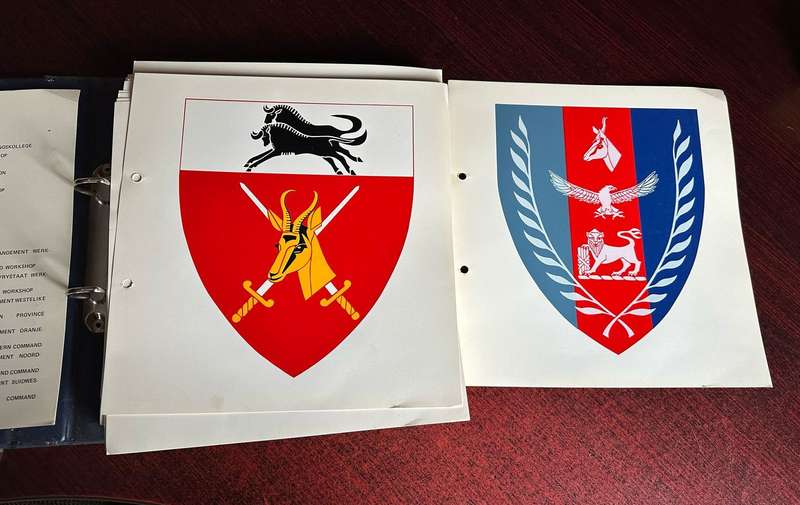 LARGE COLOUR CARDS FOR SADF UNITS WITH INFO ON THE BACK-53 IN TOTAL-ALL IN ONE FILE-MEASURES 26 X 25