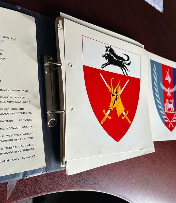 LARGE COLOUR CARDS FOR SADF UNITS WITH INFO ON THE BACK-53 IN TOTAL-ALL IN ONE FILE-MEASURES 26 X 25