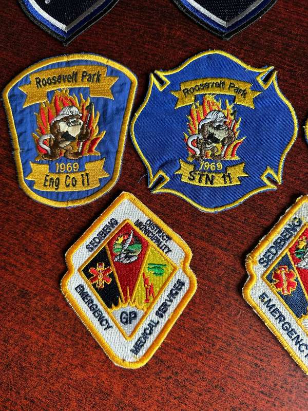 POLICE,FIRE BRIGADE AND MEDICAL SERVICES PATCHES-SOLD TOGETHER- 8 IN TOTAL