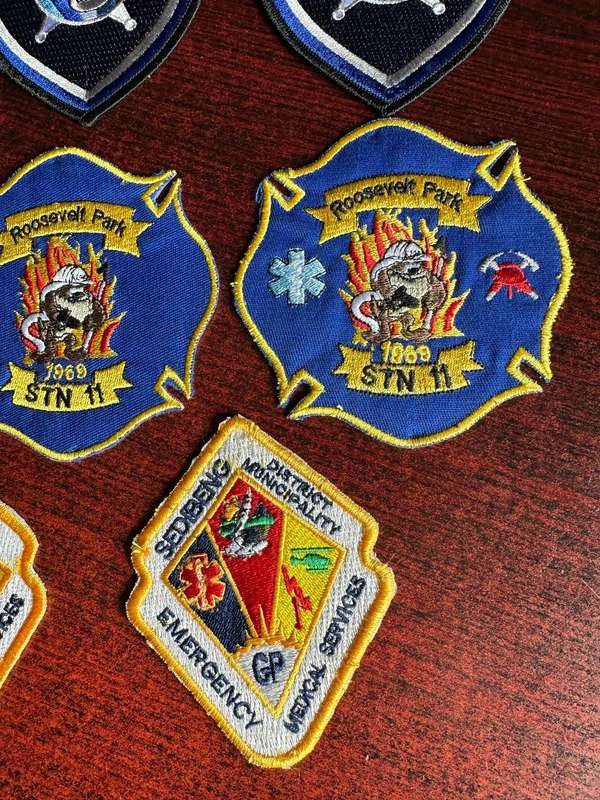 POLICE,FIRE BRIGADE AND MEDICAL SERVICES PATCHES-SOLD TOGETHER- 8 IN TOTAL