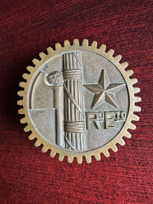 ORIGINAL COPPER WW2 ITALIAN ARMOURED CAR/VEHICLE PLAQUE-DIAMETER 125 MM