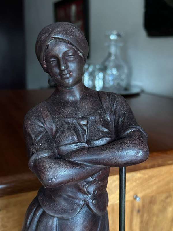 A.J. SCOTTE "LA MOISSON" (THE HARVEST) SPELTER FIGURE DATED 1906-BASE MEASURES 130 MM-HEIGHT 450 MM
