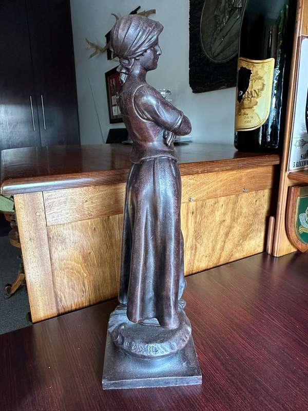 A.J. SCOTTE "LA MOISSON" (THE HARVEST) SPELTER FIGURE DATED 1906-BASE MEASURES 130 MM-HEIGHT 450 MM