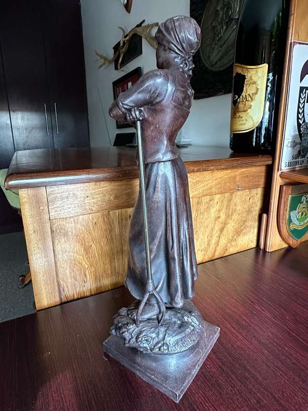 A.J. SCOTTE "LA MOISSON" (THE HARVEST) SPELTER FIGURE DATED 1906-BASE MEASURES 130 MM-HEIGHT 450 MM