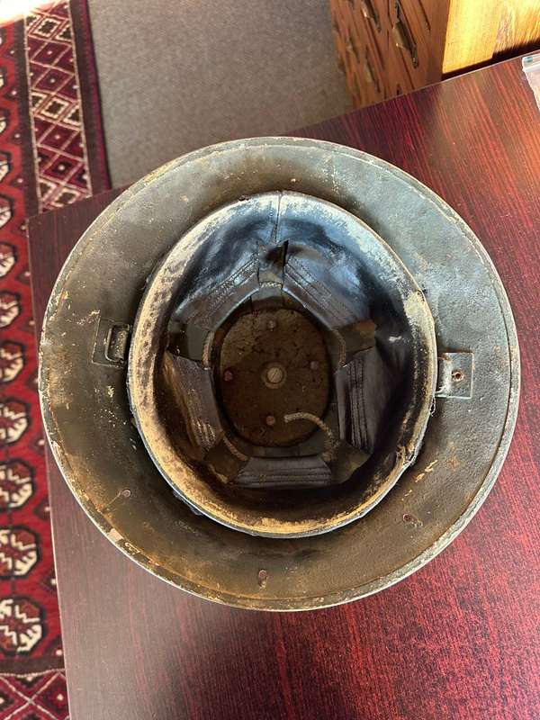 BRITISH WW2 MARK 2 STEEL HELMET, 3 HOLES ON THE BACK FOR NECK SHADE FLAP