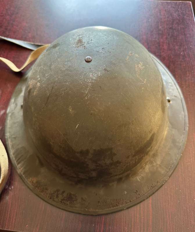 BRITISH WW2 MARK 2 STEEL HELMET WITH WW2 WATER BOTTLE-THE HELMET IS MAKER STAMPED AND DATED