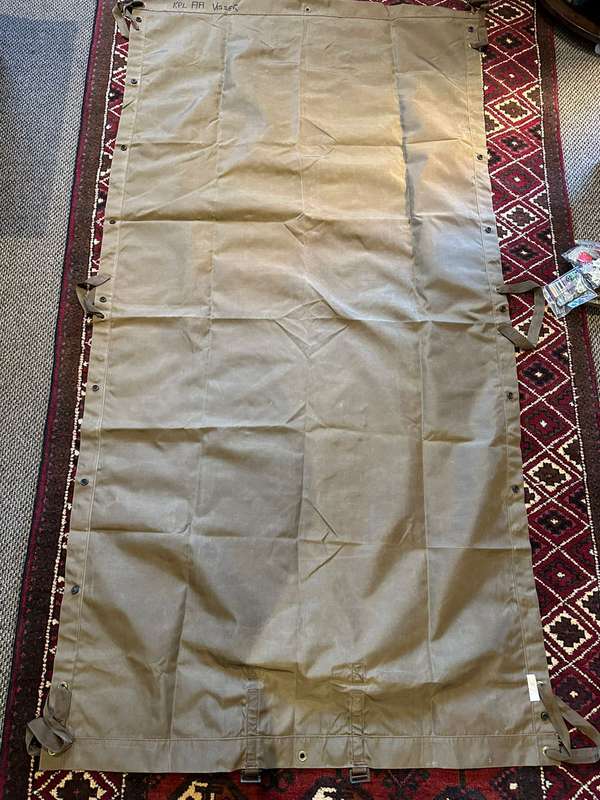 SADF PERIOD GROUND SHEET/ STRETCHER ALMOST MINT CONDITION-MEASURES 180X92 CM