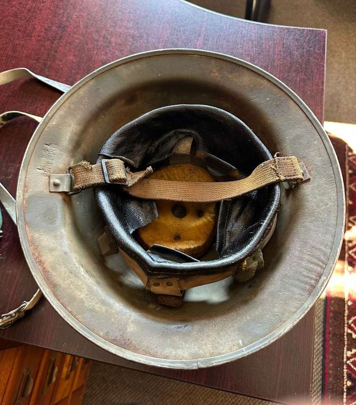 BRITISH WW2 MARK 2 STEEL HELMET WITH WW2 WATER BOTTLE-THE HELMET IS MAKER STAMPED AND DATED