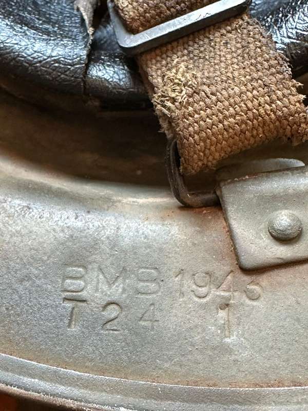 BRITISH WW2 MARK 2 STEEL HELMET WITH WW2 WATER BOTTLE-THE HELMET IS MAKER STAMPED AND DATED